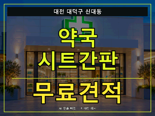 대전 대덕구 신대동 약국 시트간판 무료견적 안내 썸네일 · AI 연출 배경