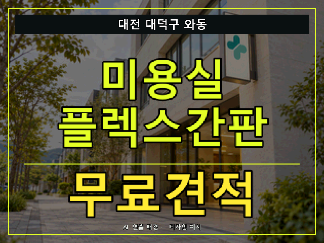 대전 대덕구 와동 미용실 플렉스간판 무료견적 안내 썸네일 · AI 연출 배경