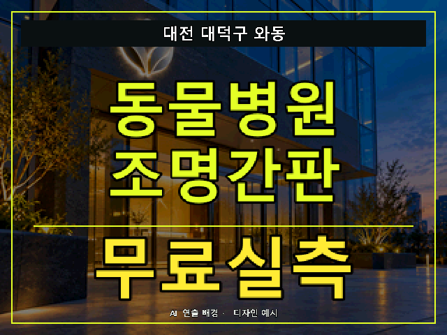 대전 대덕구 와동 동물병원 조명간판 무료실측 안내 썸네일 · AI 연출 배경