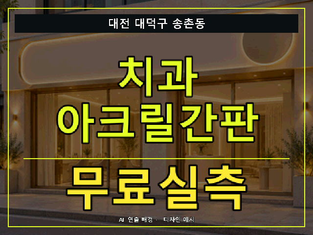 대전 대덕구 송촌동 치과 아크릴간판 무료실측 안내 썸네일 · AI 연출 배경