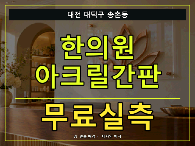 대전 대덕구 송촌동 한의원 아크릴간판 무료실측 안내 썸네일 · AI 연출 배경
