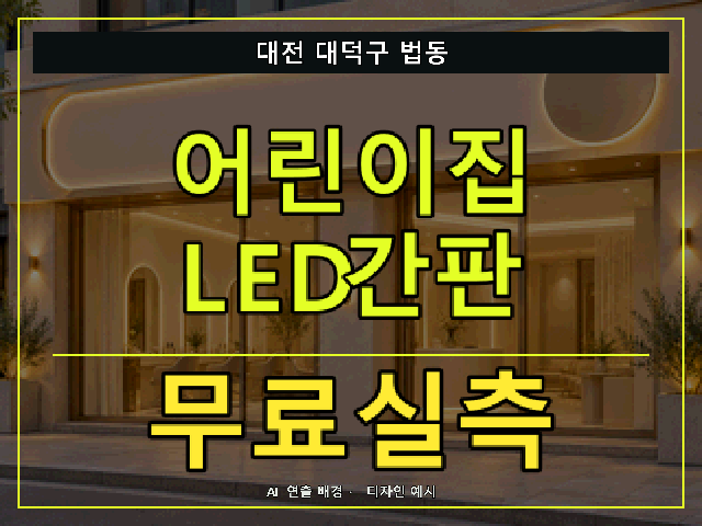 대전 대덕구 법동 어린이집 LED간판 무료실측 안내 썸네일 · AI 연출 배경