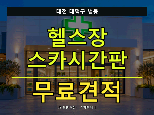 대전 대덕구 법동 헬스장 스카시간판 무료견적 안내 썸네일 · AI 연출 배경