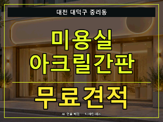 대전 대덕구 중리동 미용실 아크릴간판 무료견적 안내 썸네일 · AI 연출 배경