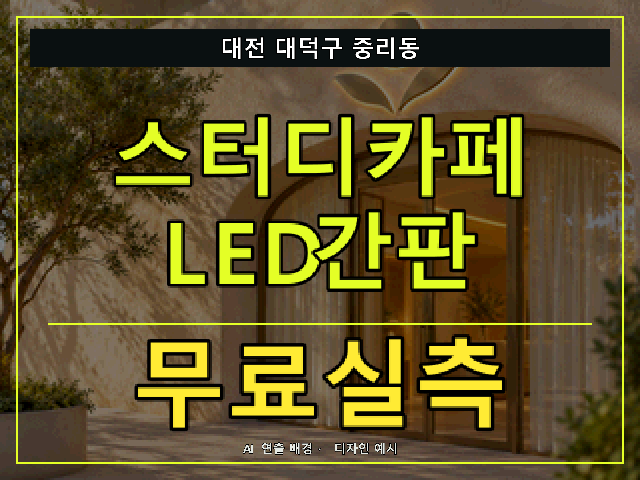 대전 대덕구 중리동 스터디카페 LED간판 무료실측 안내 썸네일 · AI 연출 배경