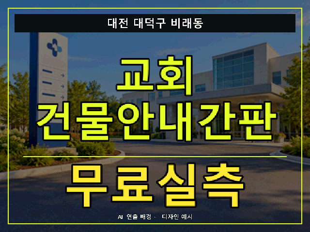 대전 대덕구 비래동 교회 건물안내간판 무료실측 안내 썸네일 · AI 연출 배경