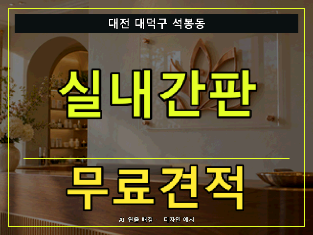 대전 대덕구 석봉동 실내간판 무료견적 안내 썸네일 · AI 연출 배경
