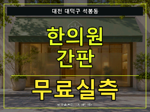 대전 대덕구 석봉동 한의원 간판 무료실측 안내 썸네일 · AI 연출 배경