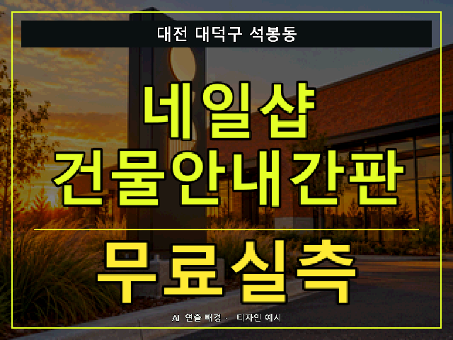 대전 대덕구 석봉동 네일샵 건물안내간판 무료실측 안내 썸네일 · AI 연출 배경