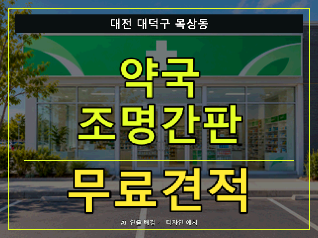 대전 대덕구 목상동 약국 조명간판 무료견적 안내 썸네일 · AI 연출 배경