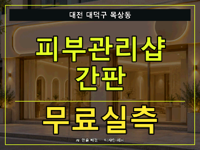 대전 대덕구 목상동 피부관리샵 간판 무료실측 안내 썸네일 · AI 연출 배경