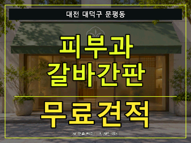 대전 대덕구 문평동 피부과 갈바간판 무료견적 안내 썸네일 · AI 연출 배경
