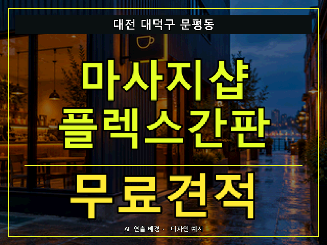 대전 대덕구 문평동 마사지샵 플렉스간판 무료견적 안내 썸네일 · AI 연출 배경