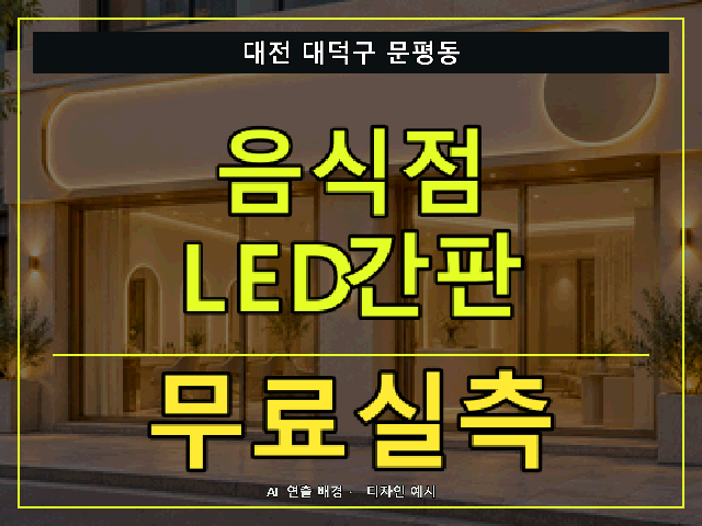 대전 대덕구 문평동 음식점 LED간판 무료실측 안내 썸네일 · AI 연출 배경