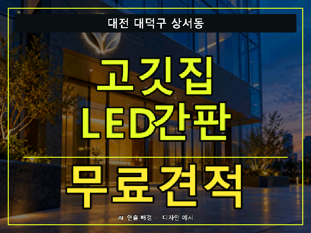 대전 대덕구 상서동 고깃집 LED간판 무료견적 안내 썸네일 · AI 연출 배경