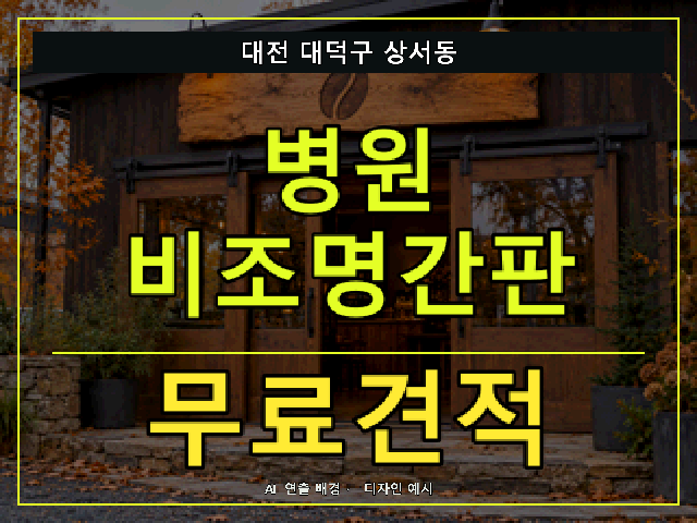 대전 대덕구 상서동 병원 비조명간판 무료견적 안내 썸네일 · AI 연출 배경