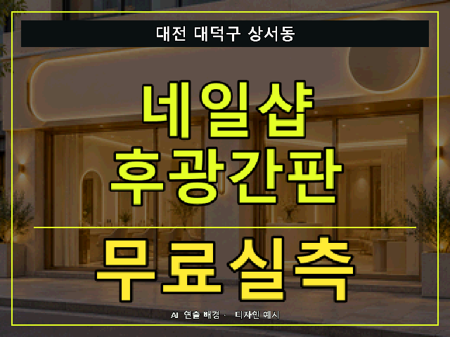 대전 대덕구 상서동 네일샵 후광간판 무료실측 안내 썸네일 · AI 연출 배경