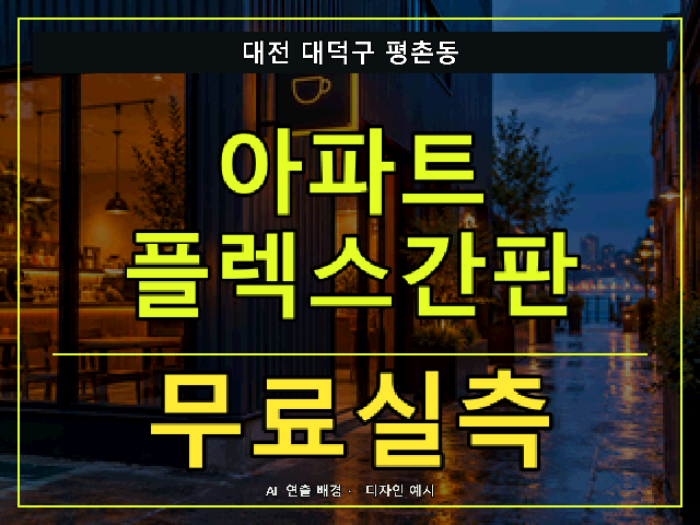 대전 대덕구 평촌동 아파트 플렉스간판 무료실측 안내 썸네일 · AI 연출 배경