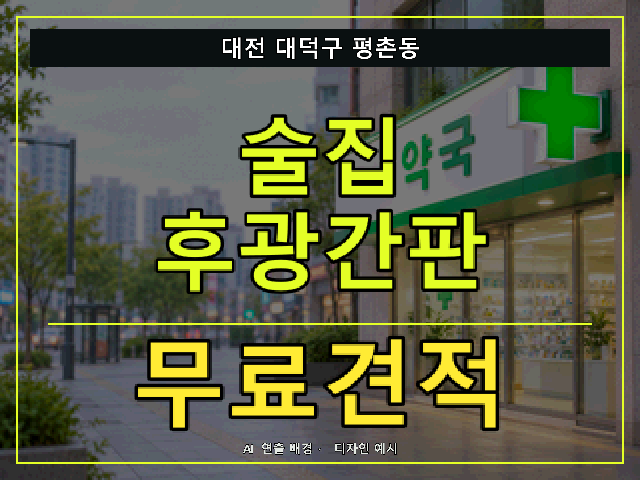 대전 대덕구 평촌동 술집 후광간판 무료견적 안내 썸네일 · AI 연출 배경