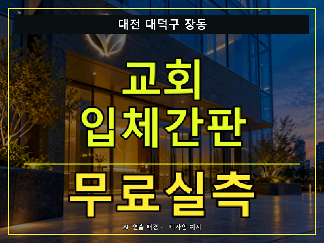 대전 대덕구 장동 교회 입체간판 무료실측 안내 썸네일 · AI 연출 배경