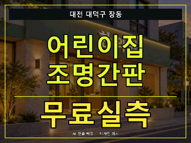 대전 대덕구 장동 어린이집 조명간판 무료실측 안내 썸네일 · AI 연출 배경