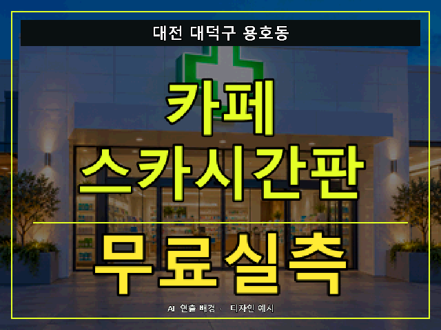 대전 대덕구 용호동 카페 스카시간판 무료실측 안내 썸네일 · AI 연출 배경