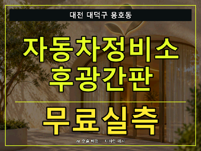 대전 대덕구 용호동 자동차정비소 후광간판 무료실측 안내 썸네일 · AI 연출 배경