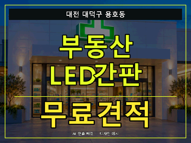대전 대덕구 용호동 부동산 LED간판 무료견적 안내 썸네일 · AI 연출 배경