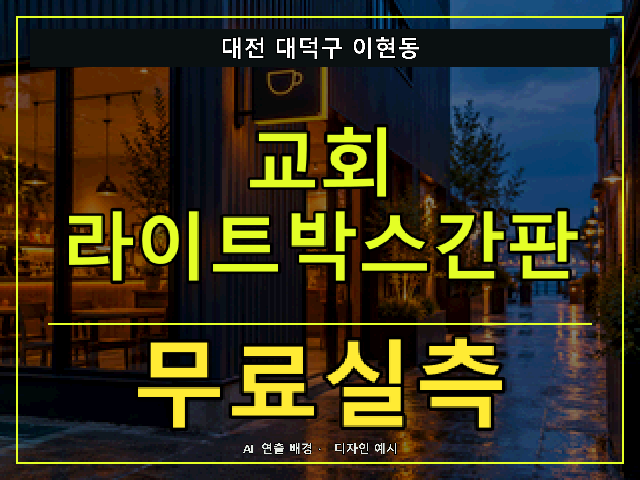 대전 대덕구 이현동 교회 라이트박스간판 무료실측 안내 썸네일 · AI 연출 배경