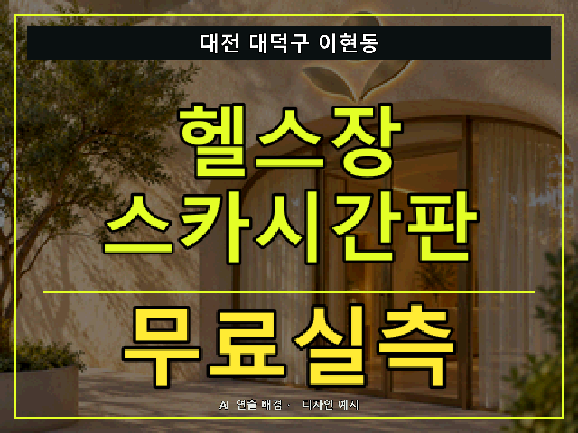 대전 대덕구 이현동 헬스장 스카시간판 무료실측 안내 썸네일 · AI 연출 배경
