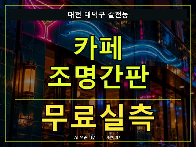 대전 대덕구 갈전동 카페 조명간판 무료실측 안내 썸네일 · AI 연출 배경