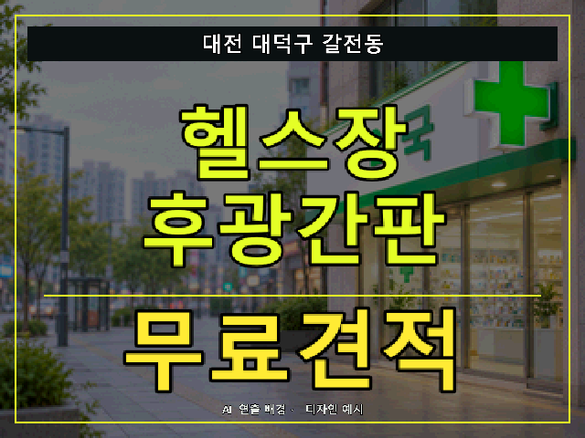 대전 대덕구 갈전동 헬스장 후광간판 무료견적 안내 썸네일 · AI 연출 배경