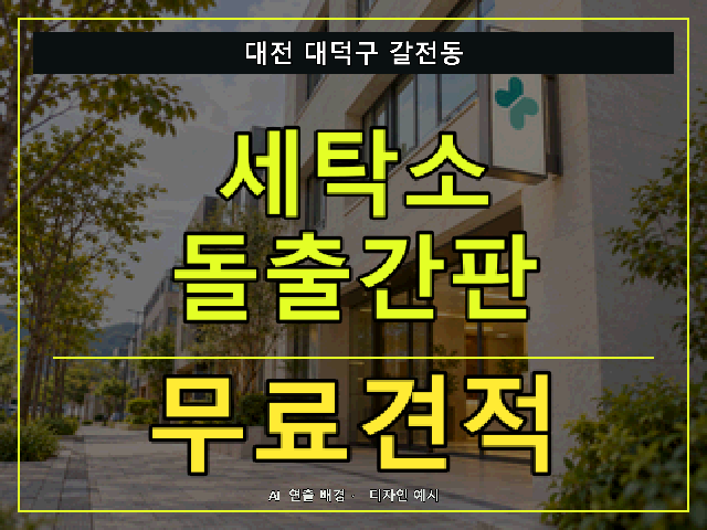 대전 대덕구 갈전동 세탁소 돌출간판 무료견적 안내 썸네일 · AI 연출 배경