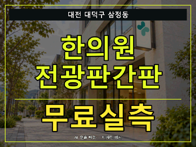 대전 대덕구 삼정동 한의원 전광판간판 무료실측 안내 썸네일 · AI 연출 배경
