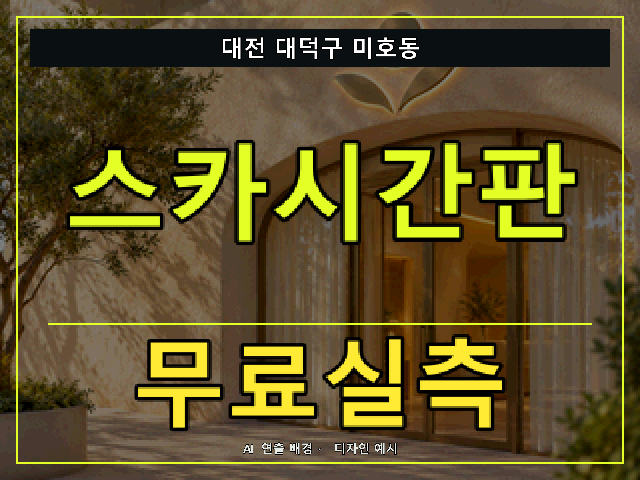 대전 대덕구 미호동 스카시간판 무료실측 안내 썸네일 · AI 연출 배경