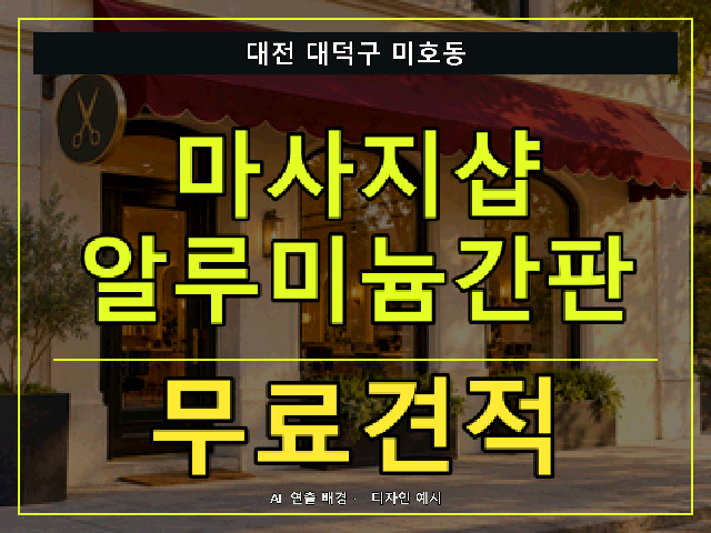 대전 대덕구 미호동 마사지샵 알루미늄간판 무료견적 안내 썸네일 · AI 연출 배경