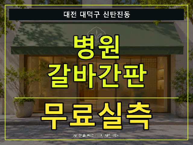대전 대덕구 신탄진동 병원 갈바간판 무료실측 안내 썸네일 · AI 연출 배경