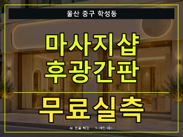 울산 중구 학성동 마사지샵 후광간판 무료실측 안내 썸네일 · AI 연출 배경