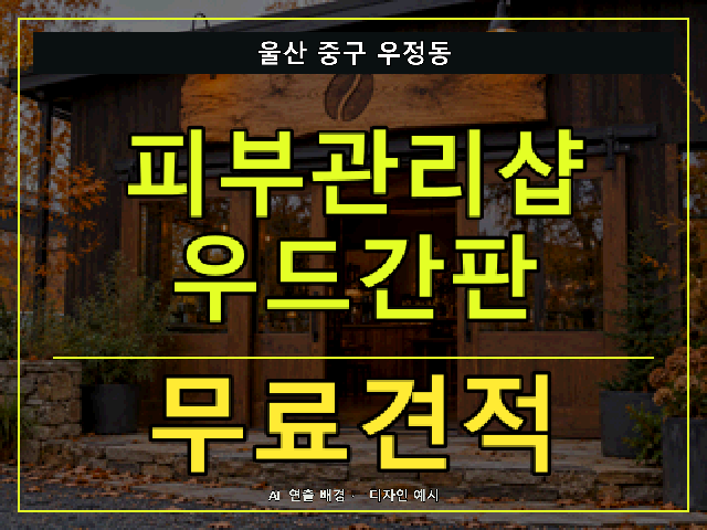 울산 중구 우정동 피부관리샵 우드간판 무료견적 안내 썸네일 · AI 연출 배경