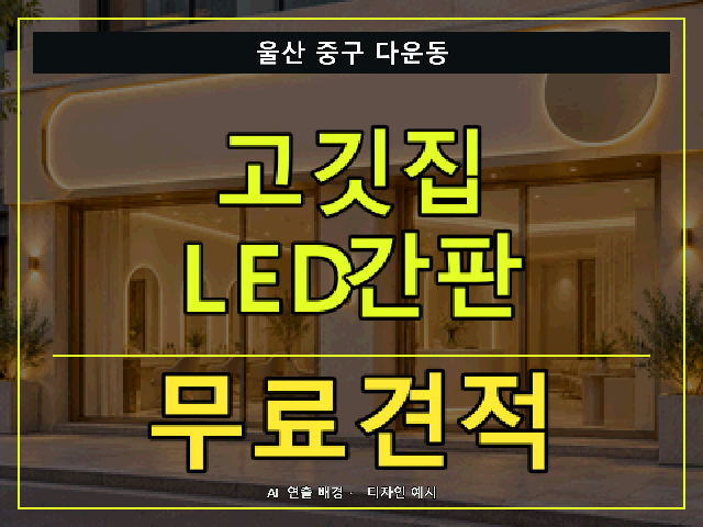 울산 중구 다운동 고깃집 LED간판 무료견적 안내 썸네일 · AI 연출 배경