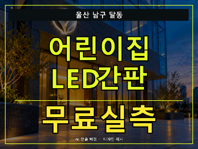 울산 남구 달동 어린이집 LED간판 무료실측 안내 썸네일 · AI 연출 배경