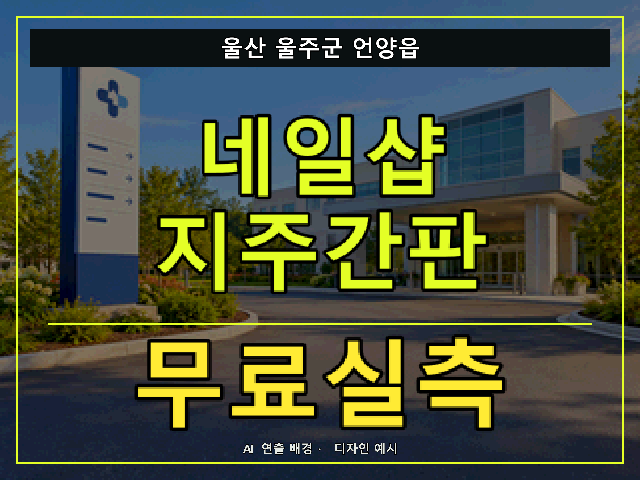 울산 울주군 언양읍 네일샵 지주간판 무료실측 안내 썸네일 · AI 연출 배경