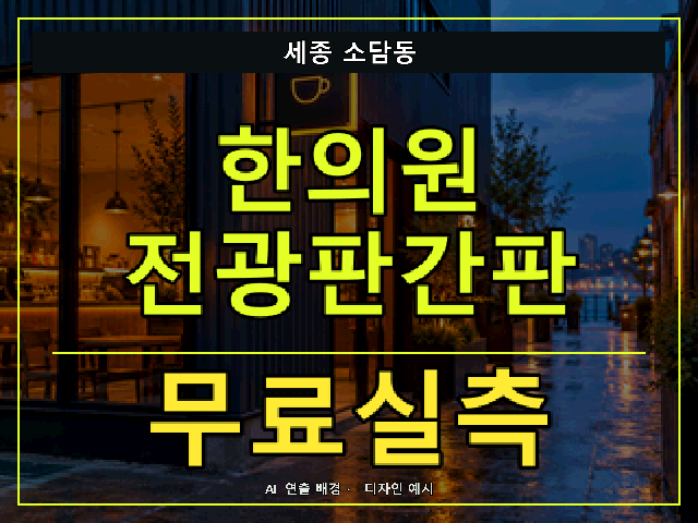 세종 소담동 한의원 전광판간판 무료실측 안내 썸네일 · AI 연출 배경