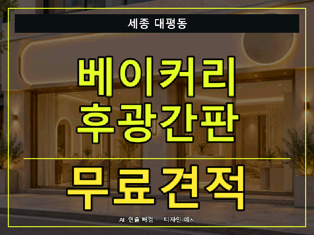 세종 대평동 베이커리 후광간판 무료견적 안내 썸네일 · AI 연출 배경