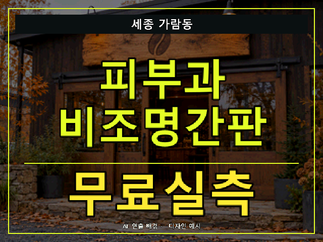 세종 가람동 피부과 비조명간판 무료실측 안내 썸네일 · AI 연출 배경