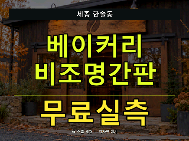 세종 한솔동 베이커리 비조명간판 무료실측 안내 썸네일 · AI 연출 배경