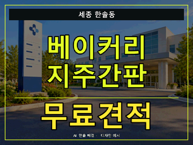 세종 한솔동 베이커리 지주간판 무료견적 안내 썸네일 · AI 연출 배경
