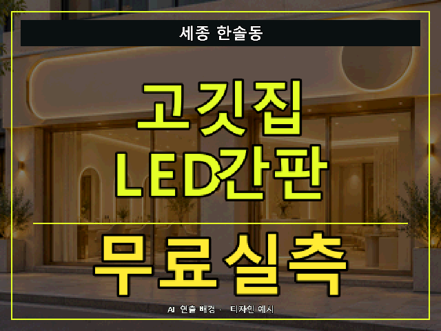 세종 한솔동 고깃집 LED간판 무료실측 안내 썸네일 · AI 연출 배경