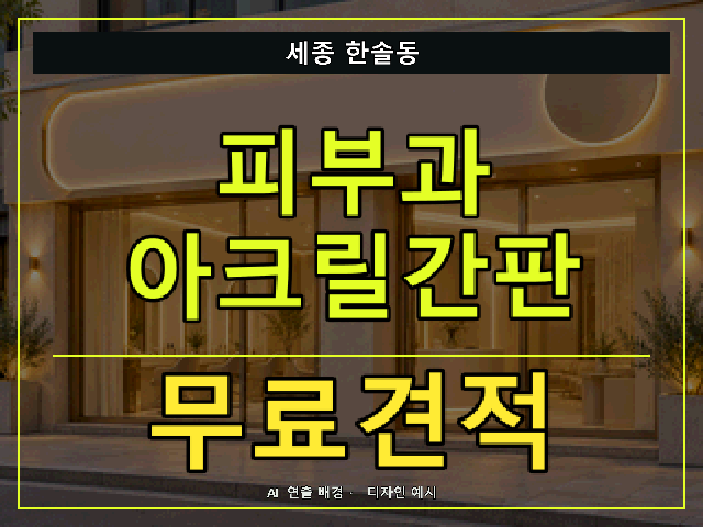 세종 한솔동 피부과 아크릴간판 무료견적 안내 썸네일 · AI 연출 배경