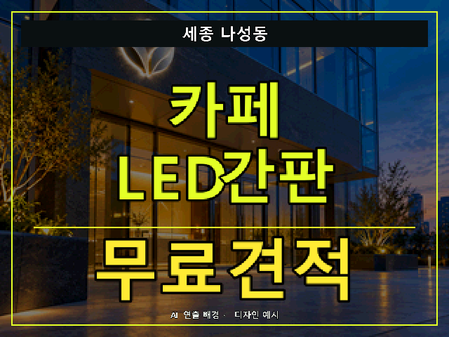 세종 나성동 카페 LED간판 무료견적 안내 썸네일 · AI 연출 배경